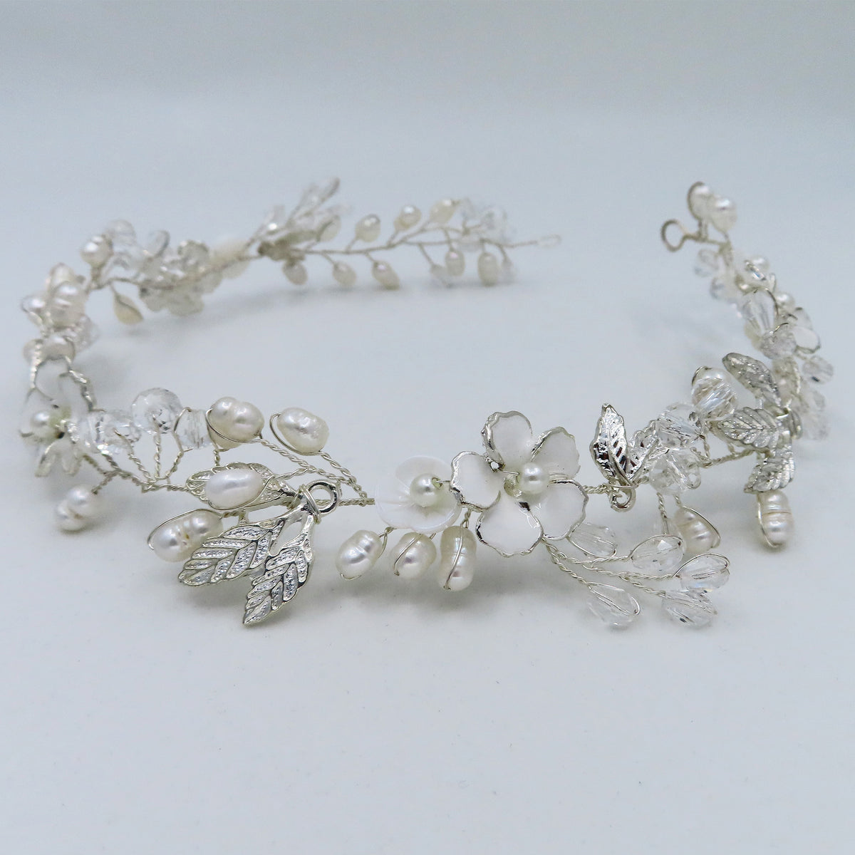 Silver Pearl Branch Tiara Headband - Elegant Wedding Hair Accessory Freshwater Pearl Headband Bridal Headpiece ABIGAIL | EDEN  main image 2