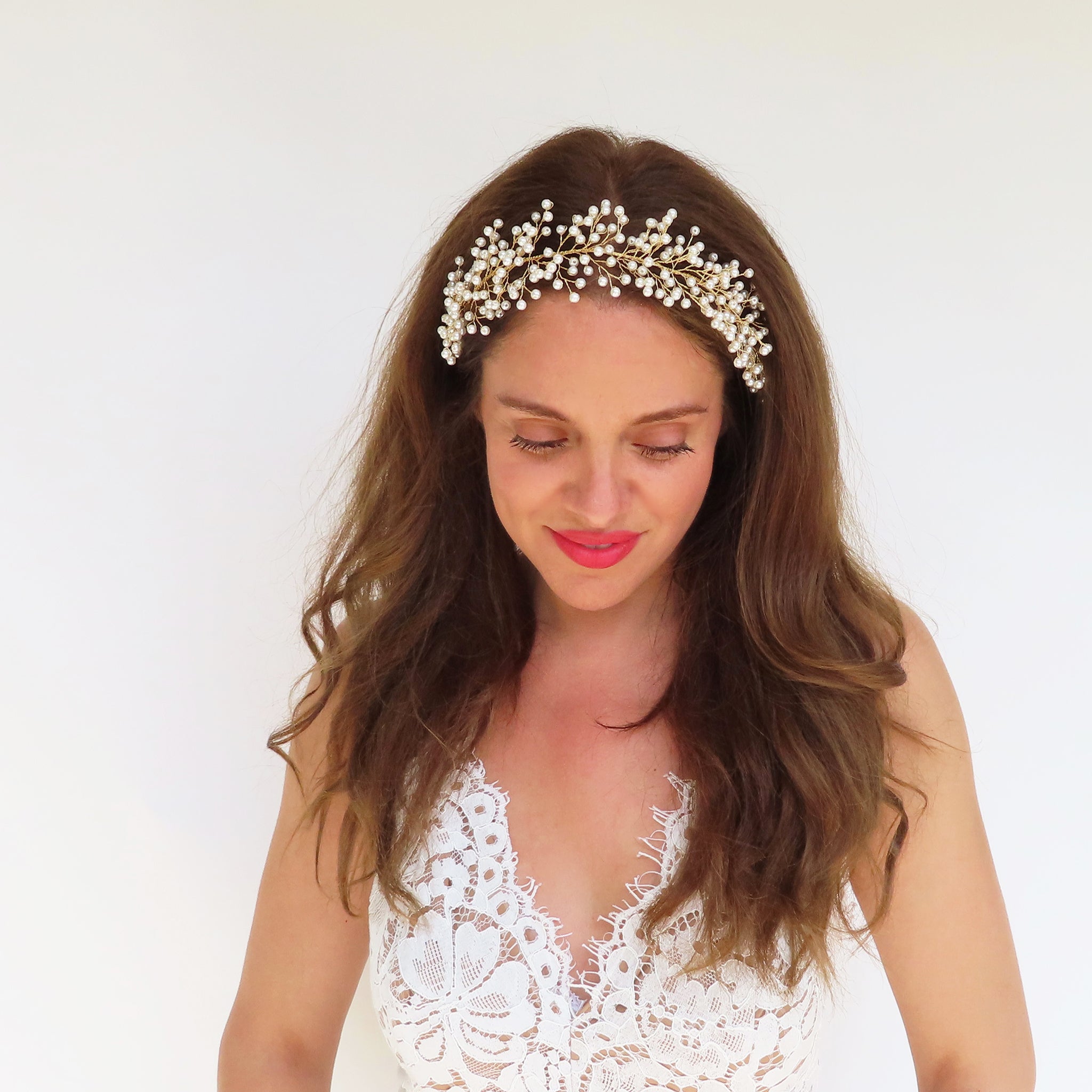 Forever & Ever - Gold Pearl Bridal Headband | LoveandSky